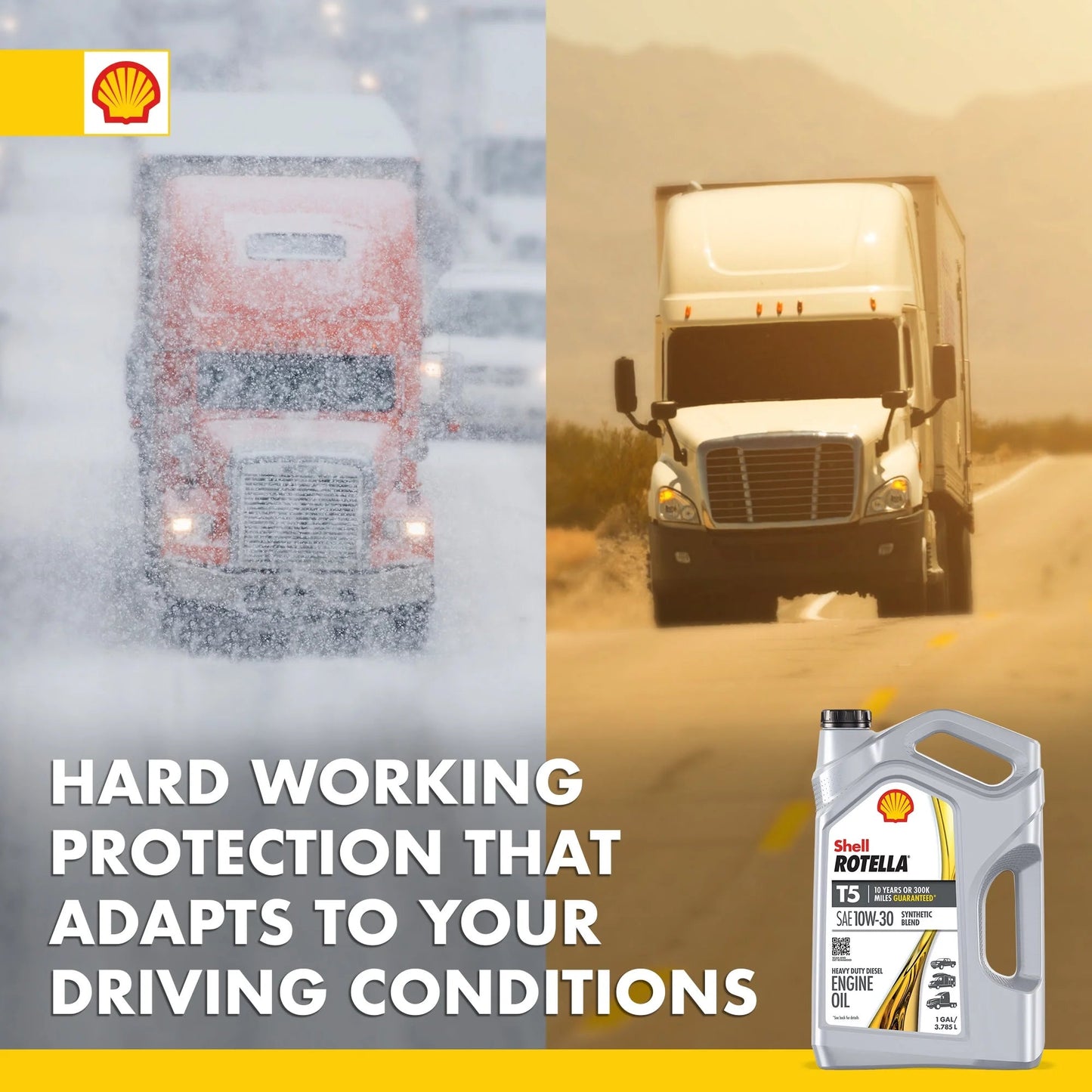 Shell T5 Synthetic Blend 10W-30 Diesel Engine Oil, 1 Gallon