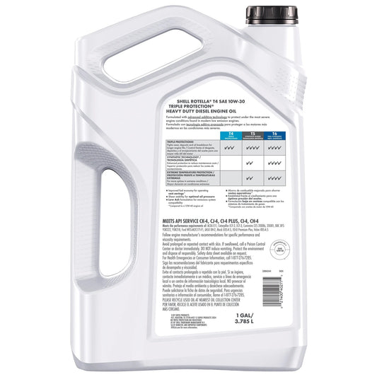 Shell  T4 Triple Protection 10W-30 Motor Oil, 1 Gallon (3 Pack)