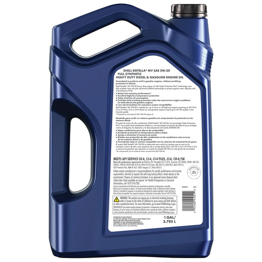 Shell  T6 MV Multi-Vehicle Full Synthetic 5W-30 Diesel Engine Oil, 1 Gallon